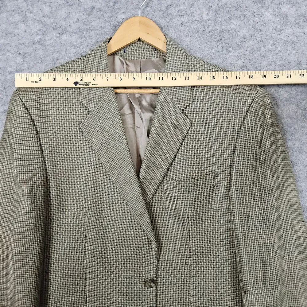 Lauren Ralph Lauren Men's Blazer Size 42L Beige Houndstooth Windowpane Silk/Wool